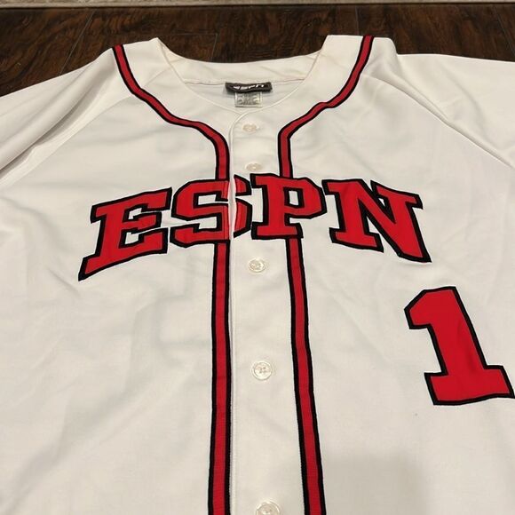 ESPN Baseball Tonight Button Front #1 Size 2XL XXL MLB Heavy Jersey In EUC - Picture 4 of 8